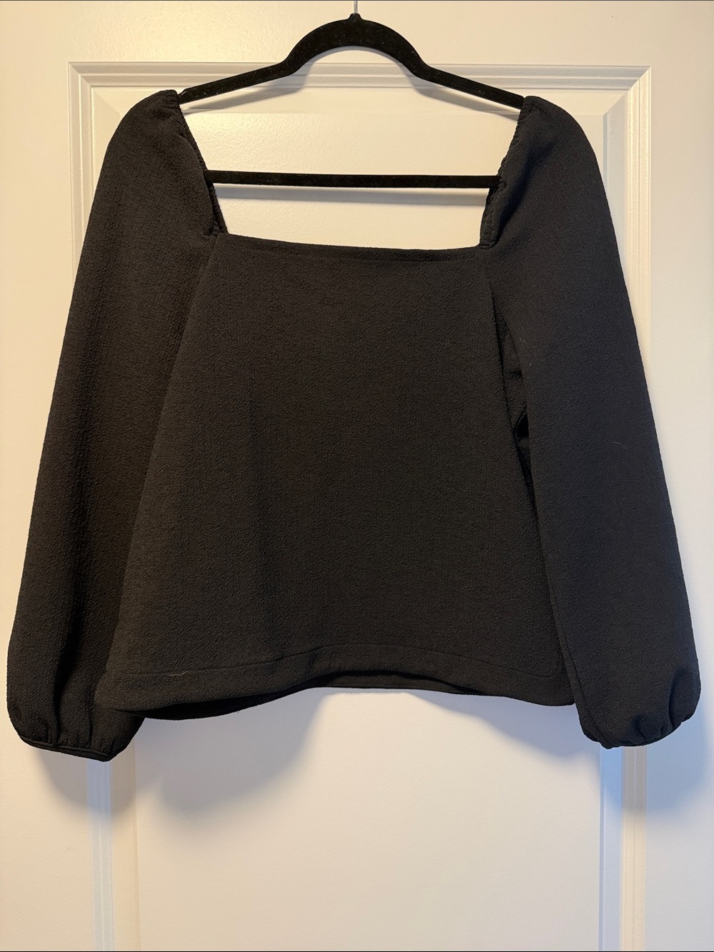 Madewell Black Square-Neck Puff Sleeve Tunic